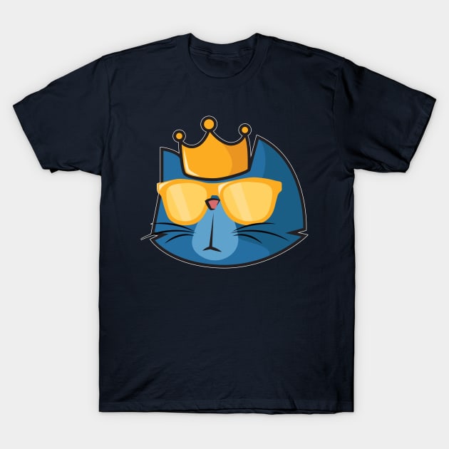 King cat with golden sunglasses and crown T-Shirt by xyarts